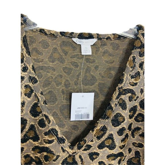 NWT leopard textured short sleeve stretch dress w/ pockets sz small - Picture 3 of 7